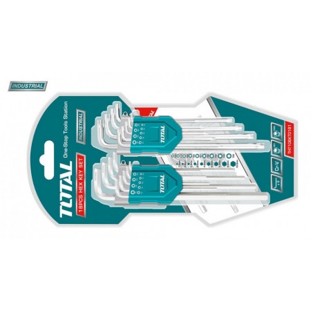 Set 18 chei imbus Hex&Torx -1.5-10mm - T10-T50, Cr-V, brat extra-lung (INDUSTRIAL)