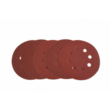 Set 5 discuri abrazive din hartie pentru slefuitor orbital Tolsen, dimensiune 125 mm, granulatie 40, NM/ TL-77231, Rosu