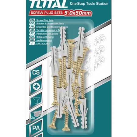Set dibluri cu suruburi Total, 10 bucati, ST5.0x5, NM/ WJSPK5005512, Auriu
