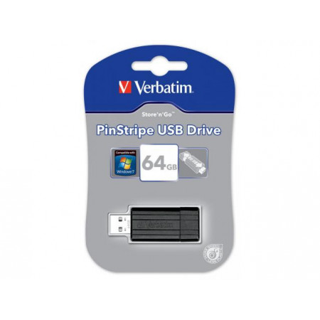 Stick memorie Verbatim Store 'n' Go PinStripe 64GB, USB 2.0, Black