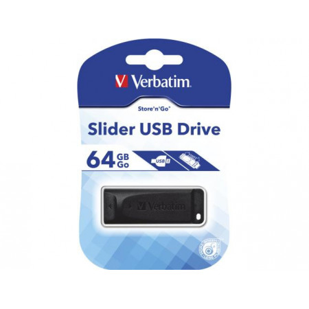 Stick memorie Verbatim Store 'n' Go Slider 64GB, USB 2.0, Black