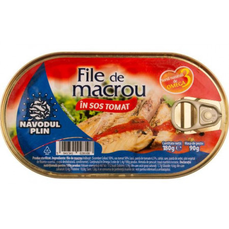 FIle de macrou in sos de rosii Navodul Plin 180g, NM26766