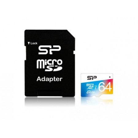 Memory Card Silicon Power Elite Micro SDXC 64GB, Clasa 1, UHS-1 + Adaptor