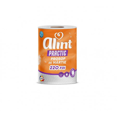 Prosop de bucatarie Alint Practic, 1 rola, 2 straturi, 220 foi, Alb