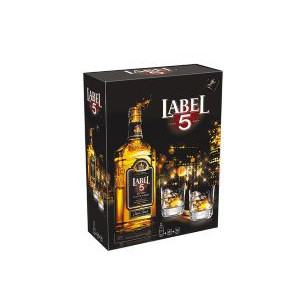 Whisky Label 5 Blended 700ml + 2 pahare, NM21432