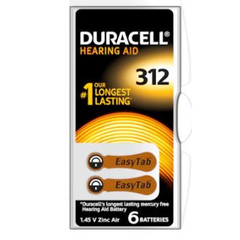 Baterii pentru aparat auditiv Duracell ZA312, NM/ 4.B.1.A, Negru-Bronz