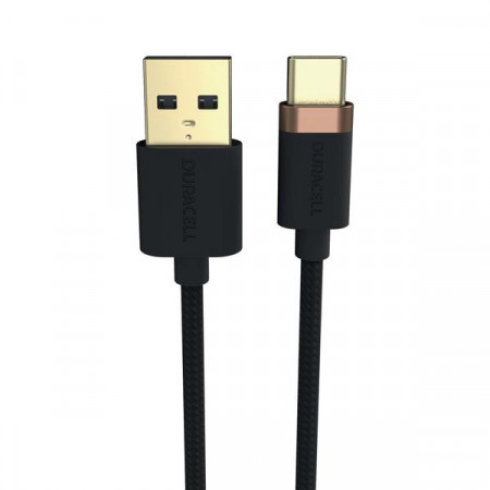 Cablu de date Duracell, USB-A - USB Type-C, 5V/3A, 1 metru, Negru
