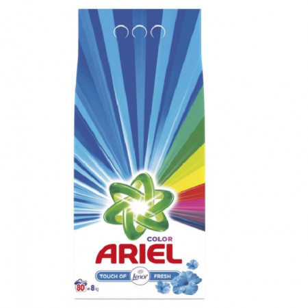 Detergent automat pudra Ariel Touch of Lenor Fresh, 80 spalari, 8 kg, Alb/Blue