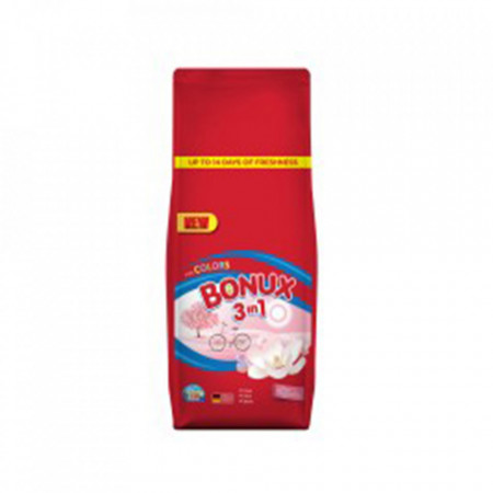 Detergent automat pudra Bonux 3 in 1 Color Magnolia, 130 spalari, 13 Kg, Rosu