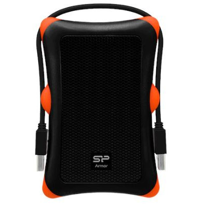 HDD extern portabil Silicon Power Armor A30, 2TB, anti-shock, USB 3.0, NM/ SP020TBPHDA30S3K, Negru/Portocaliu