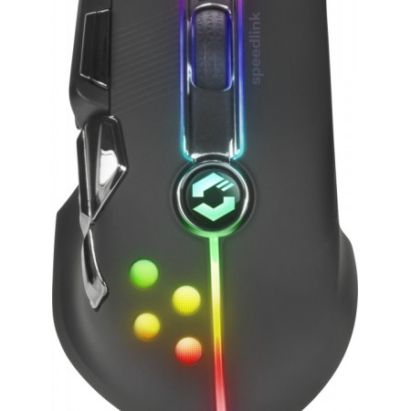 Mouse optic wireless SpeedLink Imperior gaming, buton DPI, iluminare RGB, acumulator, Negru