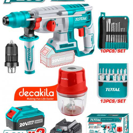 Rotopercurtor cu acumulator Total, 20V, 2 acumulatori inclusi 4Ah cu accesorii, NM/ TOSLI23031E, Turcoaz