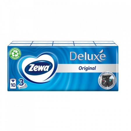 Servetele nazale Zewa Deluxe Original, 3 straturi, 10 pachete, Alb