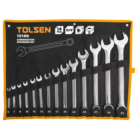 Set de 14 chei de piulite combinate Cr-V