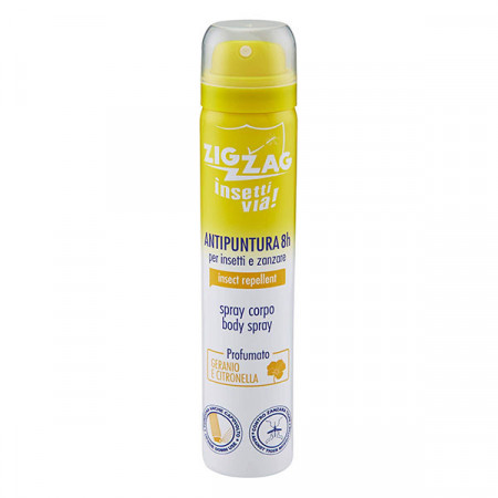 Spray Zig Zag pentru corp cu parfum de muscata si Java Citronela, repelent pentru tantari, tantari tigru, capuse, 100 ml, NMD24614, Galben