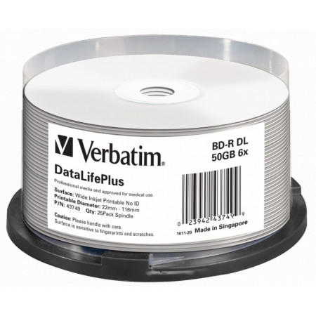VERBATIM BD-R SL 25GB 6x Wide Print NO ID SP 25