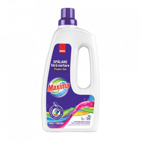 Detergent automat lichid Sano Maxima Mix & Wash, 20 spalari, 1 L, Alb/Albastru