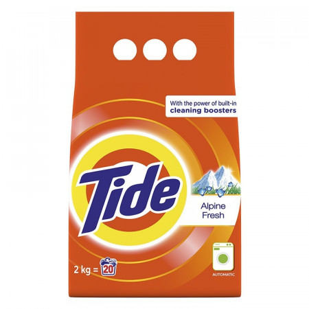 Detergent automat pudra Tide Alpine Fresh, 20 spalari, 2 kg, Portocaliu