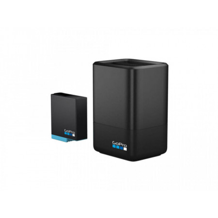Incarcator dublu + acumulator pentru GoPro Hero8 Black, port USB, lumina LED stare incarcare, NM/ AJDBD-001-EU, Negru