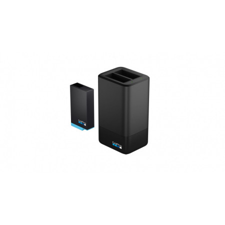 Incarcator dublu + acumulator pentru GoPro MAX, lumina LED stare incarcare, 1600 mAh, litiu-ion, NM/ ACDBD-001, Negru