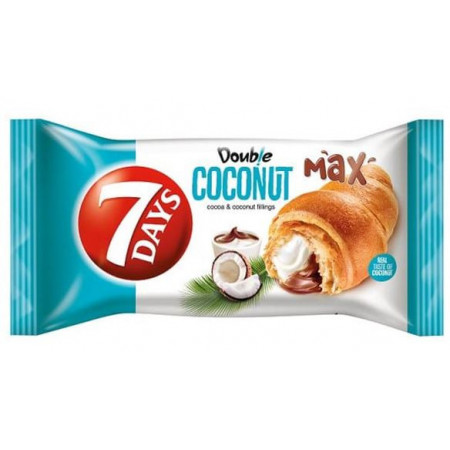 Croissant umplut cu crema de cocos si cacao 7 Days Double Max Coconut 80g, NM23331
