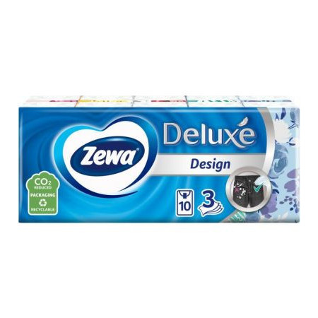 Servetele nazale Zewa Deluxe Design, 3 straturi, 10 pachete, Alb