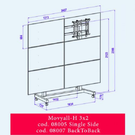 OMB MOVYALL - stand mobil pentru VIDEOWALL, 3x2 single, landscape