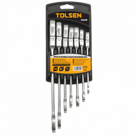 Set de 7 chei de piulite combinate flexibile Cr-V