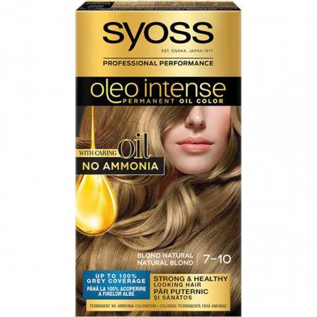 Vopsea de par permanenta fara amoniac Syoss Color Oleo Intense 7-10 Blond Natural, 115 ml