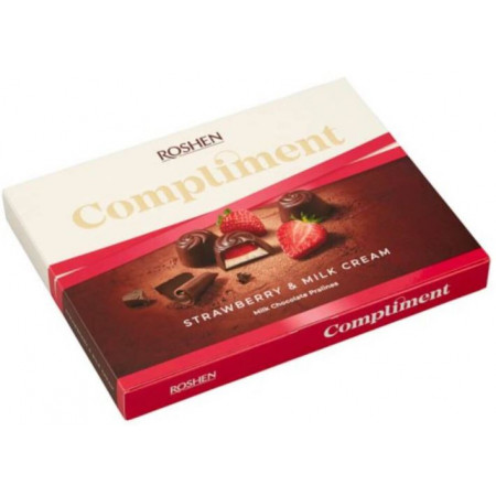 Bomboane de ciocolata cu crema capsuni si lapte Roshen Compliment 123g, NM21885
