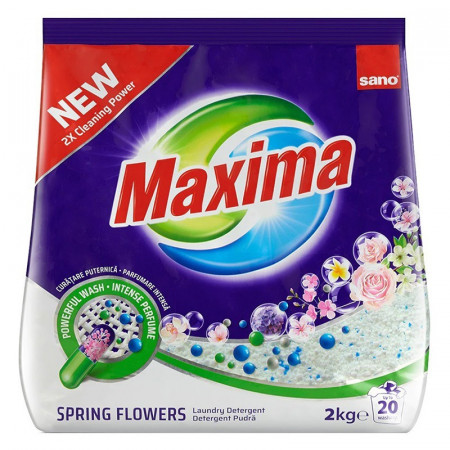 Detergent automat pudra Sano Maxima Spring Flowers, 20 spalari, 2 kg, Mov