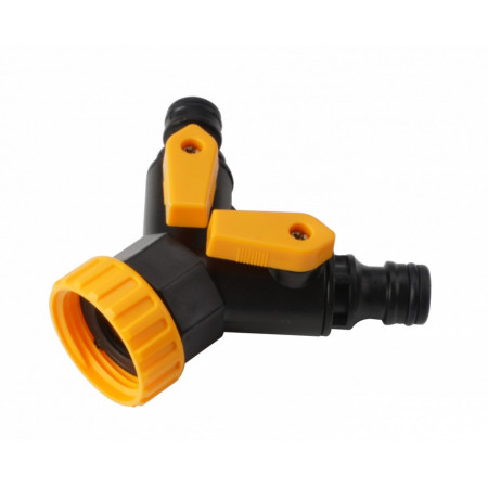 Ramificator 2 canale Tolsen, reglabil, filet interior 3/4" + 1", NM/ TL-57168, Galben/Negru