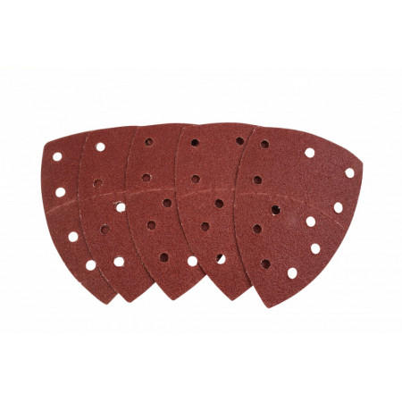 Set 5 discuri abrazive din hartie pentru slefuitor triunghiular Tolsen, 102 x 151 mm, granulatie 180, NM/ TL-77246, Rosu