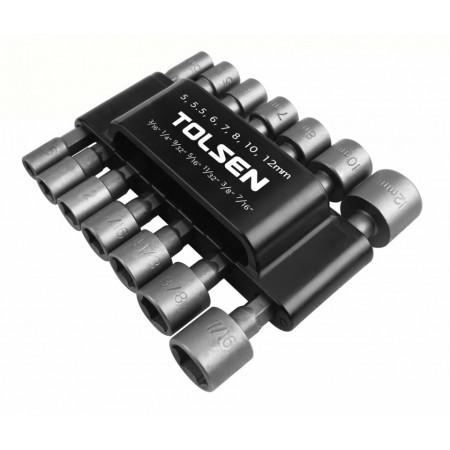 Set de 14 mufe piulita Tolsen, 5, 5.5, 6, 7, 8, 10, 12mm, tratament termic, NM/ TL-77817, Gri