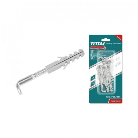 Set dibluri cu suruburi tip L Total, 6 bucati, NM/ WJSPK5032, Argintiu