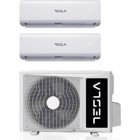 Sistem aer conditionat multisplit Tesla, 16000BTU, UI - 2x9000 BTU, display digital, air flow 3D + 4D, multiflow 360, NM/ TGS-D16V99W, Alb