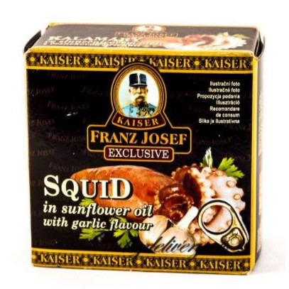 Calamar in ulei de floarea soarelui cu usturoi Franz Josef 80g, NM23612
