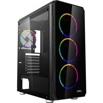 Carcasa PC nJoy Acrux, ARGB, Middle tower, ATX, deschidere laterala, NM/ CSMD-E000UAX-BL01B, Negru