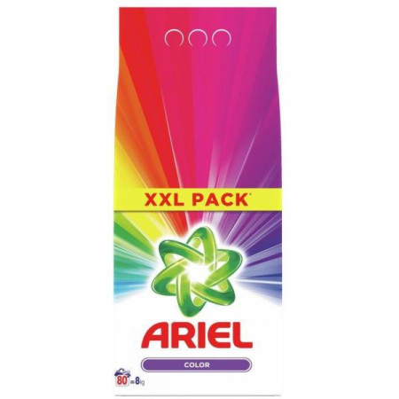 Detergent automat pudra Ariel Color, 80 spalari, 8 kg, Multicolor