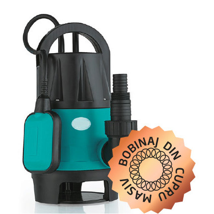 Pompa submersibila pentru apa murdara Blade QDP-400-F PRO, 400 W, debit maxim 8000 L/ora, 100 % cupru, NM/ PMP0014, Turcoaz