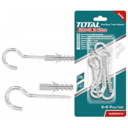Set dibluri cu suruburi tip carlig Total, 6 bucati, NM/ WJSPK5012, Argintiu