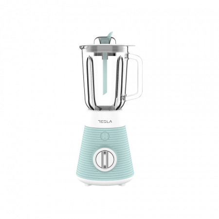 Blender Tesla Delight, 500 W, 1.5 L, 1 viteza + functie Pulse, NM/ BL510BWS, Albastru-Alb