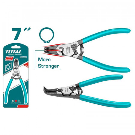 Cleste pentru pentru sigurante externe Total, cap indoit, 180 mm, NM/ THTJ21802, Turcoaz