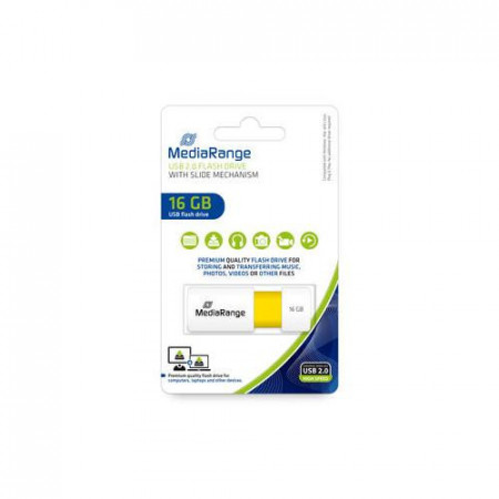 MediaRange USB flash drive, color edition, yellow, 16GB
