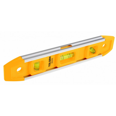 Mini nivela Tolsen 22.5cm, 3 bule, cadru din aluminiu, NM/ TL-35210, Galben