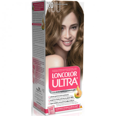 Vopsea de par permanenta Loncolor Ultra 7.0 Castaniu Deschis, 100 ml