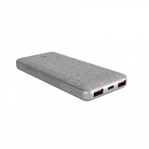 Acumulator extern + husa Silicon Power QP77, 10.000 mAh, timp de incarcare 3.5 ore, indicator LED, NM/ SP10KMAPBKQP770G, Gri - Img 1