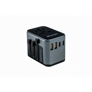 Adaptor universal Verbatim UTA-03 6-in-1, priza cu USB-C PD si QC, 2 x USB-C, 2 x USB-A, Negru - Img 1
