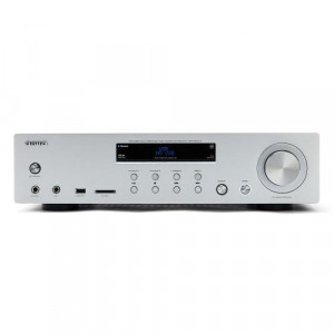 Amplificator stereo Aiwa, 2 x 60 W, Bluetooth, USB, NM/ AMU-120BT/SL, Argintiu - Img 1