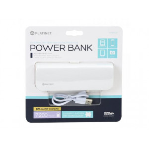 Baterie externa Platinet 7200 mAh, 5 V, piele + cablu microUSB, NM/ PMPB72LW, Alb - Img 2